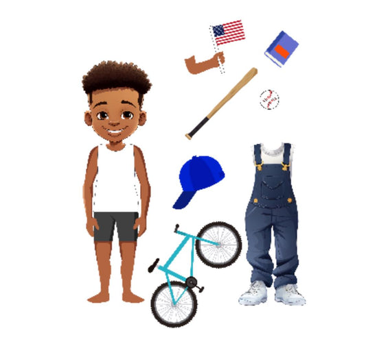 Jaden African American Magnetic Paper Boy Doll